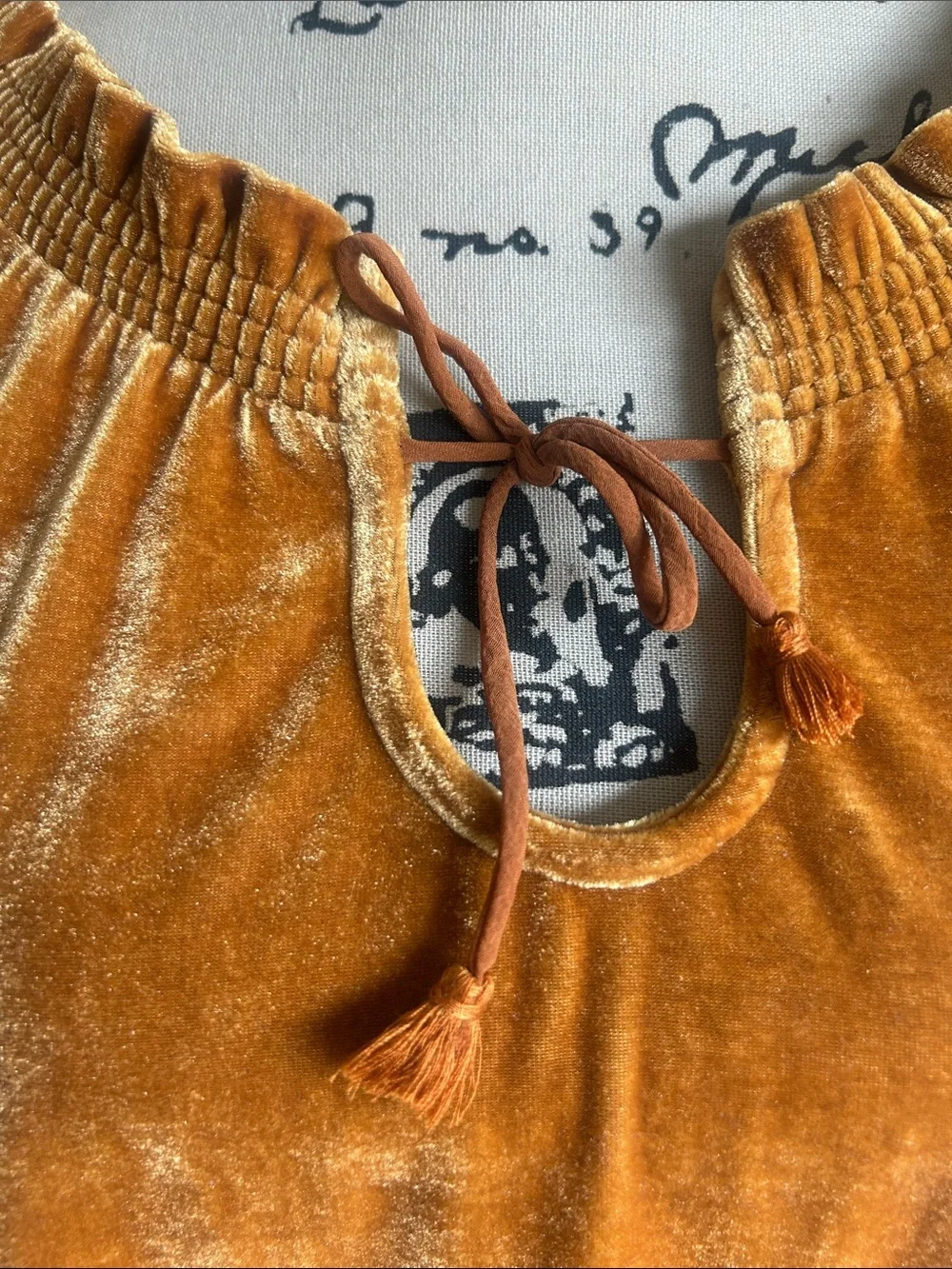 Free People Terese Velvet Boho Top Size Small